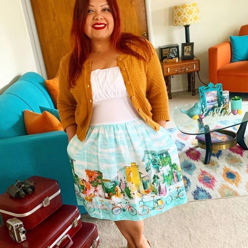 || Retrolicious || Bicycle Print Dress